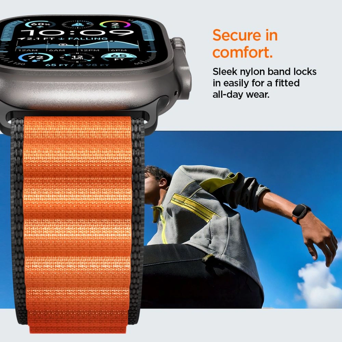 Spigen WBF1 Band Apple Watch 6/7/8/9/10/SE/Ultra 1/2 44/45/46/49mm Black/orange