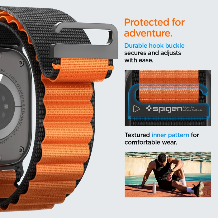 Spigen WBF1 Band Apple Watch 6/7/8/9/10/SE/Ultra 1/2 44/45/46/49mm Black/orange