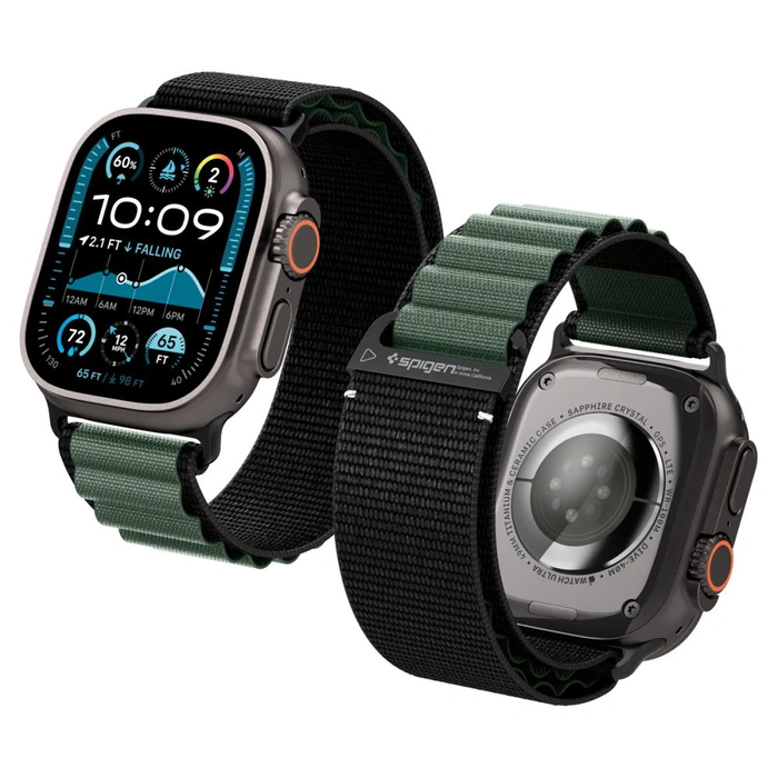 Spigen WBF1 Band Apple Watch 6/7/8/9/10/SE/Ultra 1/2 44/45/46/49mm Black/green