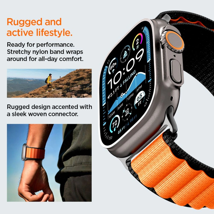 Spigen WBF1 Band Apple Watch 6/7/8/9/10/SE/Ultra 1/2 44/45/46/49mm Black/orange