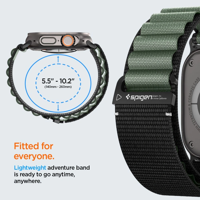 Spigen WBF1 Band Apple Watch 6/7/8/9/10/SE/Ultra 1/2 44/45/46/49mm Black/green