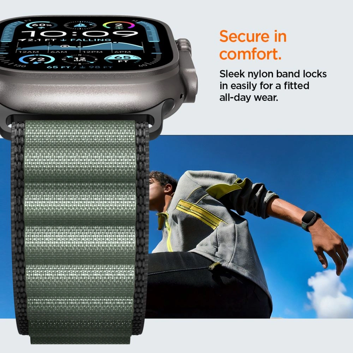 Spigen WBF1 Band Apple Watch 6/7/8/9/10/SE/Ultra 1/2 44/45/46/49mm Black/green