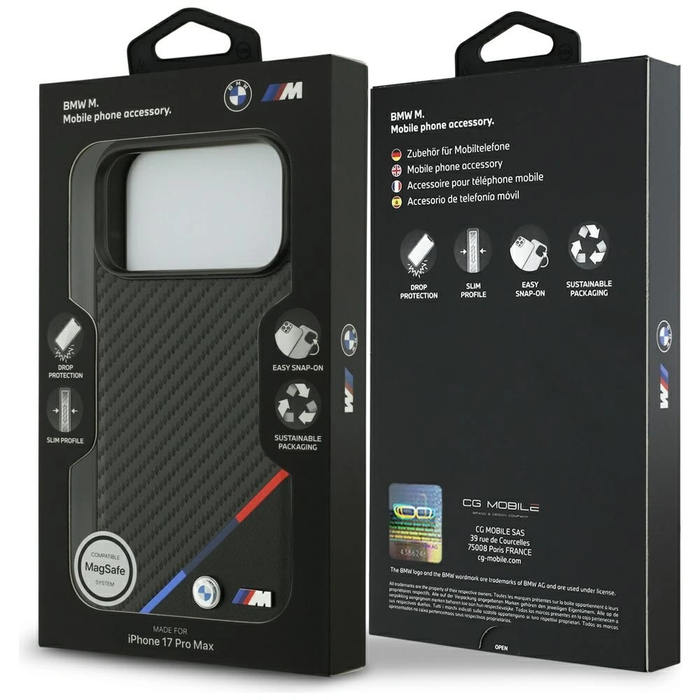 BMW M Carbon Tricolor Line MagSafe Apple iPhone 17 Pro Max black