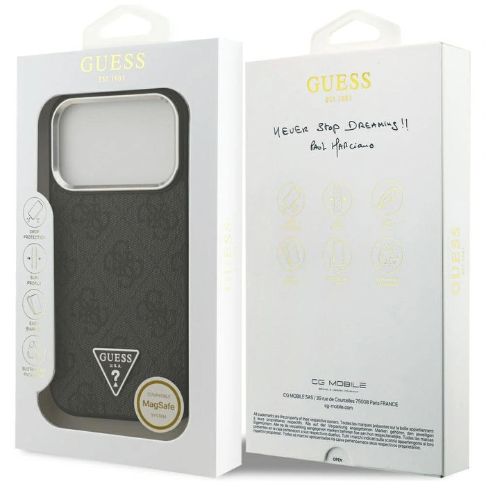 Guess 4G Triangle Logo MagSafe Apple iPhone 17 Pro black silver