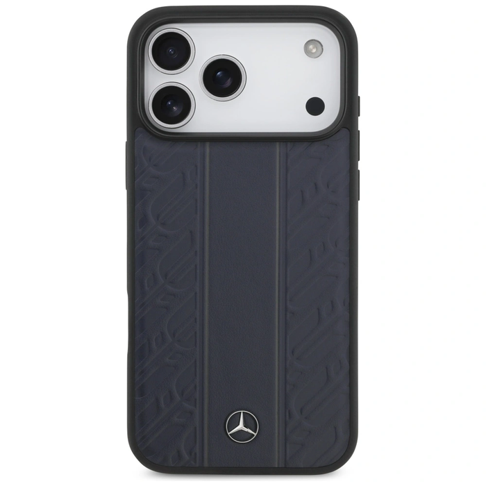 Mercedes Leather Laurel Leaves Stripes MagSafe Apple iPhone 17 Pro Max blue