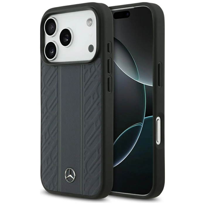 Mercedes Leather Laurel Leaves Stripes MagSafe Apple iPhone 17 Pro blue