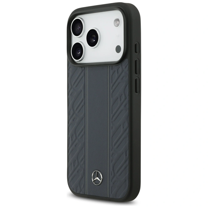 Mercedes Leather Laurel Leaves Stripes MagSafe Apple iPhone 17 Pro blue