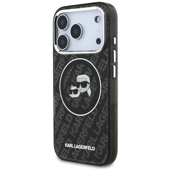 Karl Lagerfeld IML Glitter Karl & Choupette Heads Logo MagSafe Apple iPhone 17 Pro black