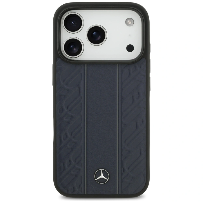 Mercedes Leather Laurel Leaves Stripes MagSafe Apple iPhone 17 Pro blue