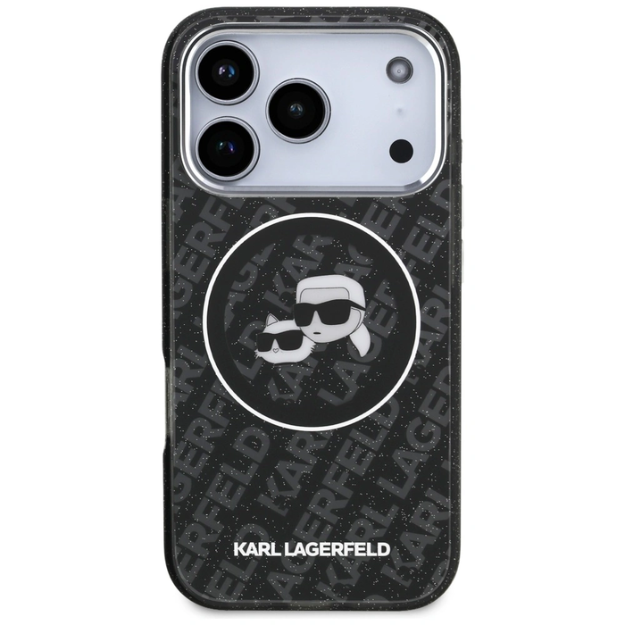 Karl Lagerfeld IML Glitter Karl & Choupette Heads Logo MagSafe Apple iPhone 17 Pro black