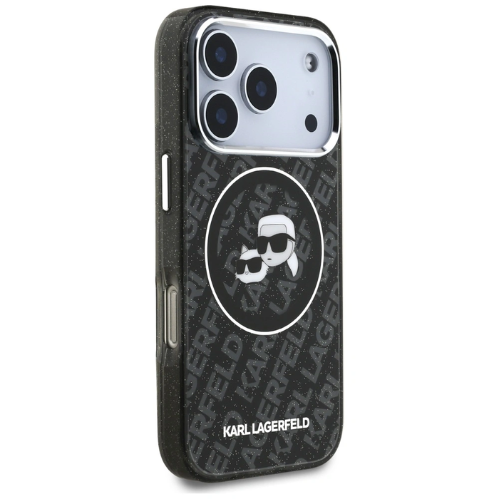 Karl Lagerfeld IML Glitter Karl & Choupette Heads Logo MagSafe Apple iPhone 17 Pro black