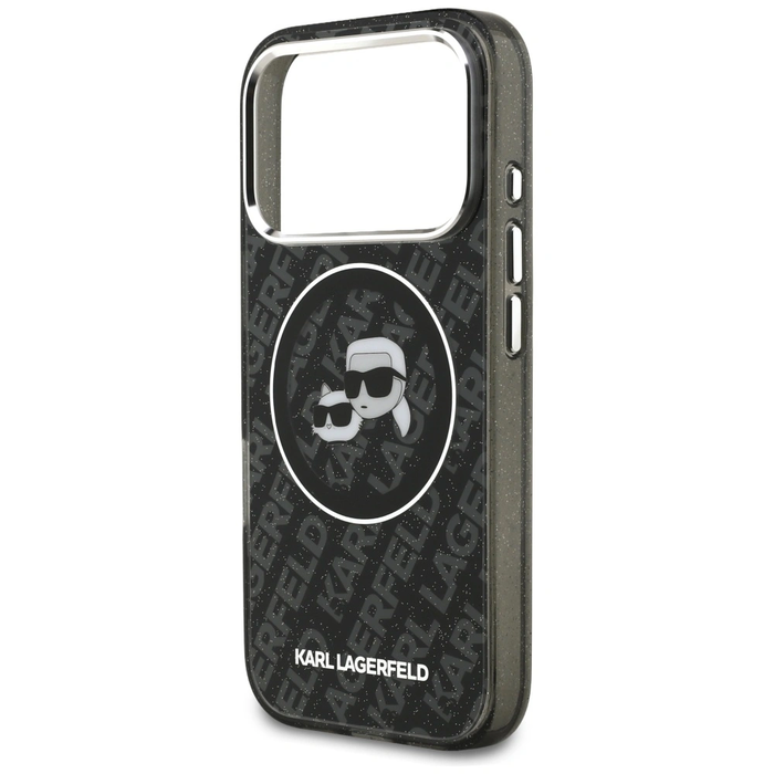 Karl Lagerfeld IML Glitter Karl & Choupette Heads Logo MagSafe Apple iPhone 17 Pro black