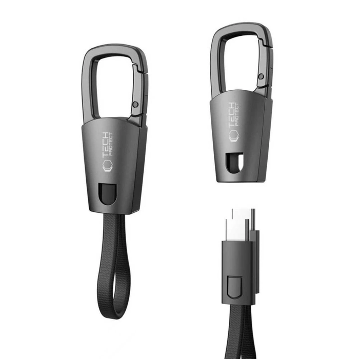 Tech-Protect Ultraboost DNA Keychain USB-C / USB-C Cable PD 60W / 3A Iron Grey