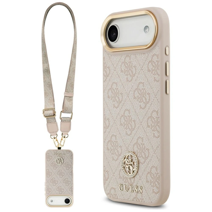 Guess 4G Strass Logo & Big Strap Metal Buttons MagSafe Apple iPhone Air pink