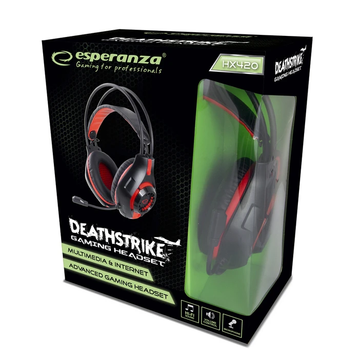 Gaming Headset Esperanza EGH420R with microphone Headband Black, Red