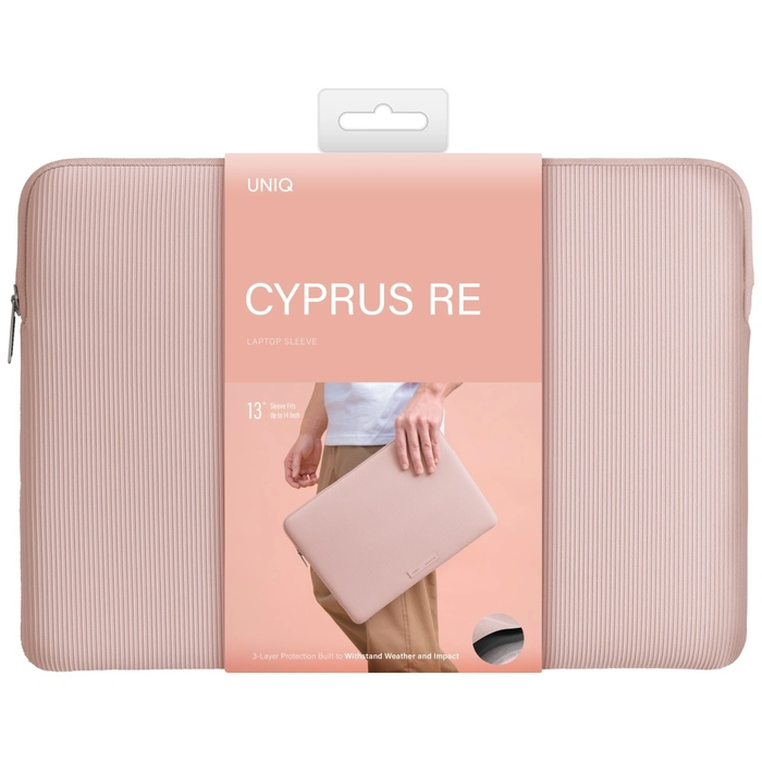 UNIQ Cyprus Ridge Edition Laptop Sleeve 14" water-resistant neoprene pink
