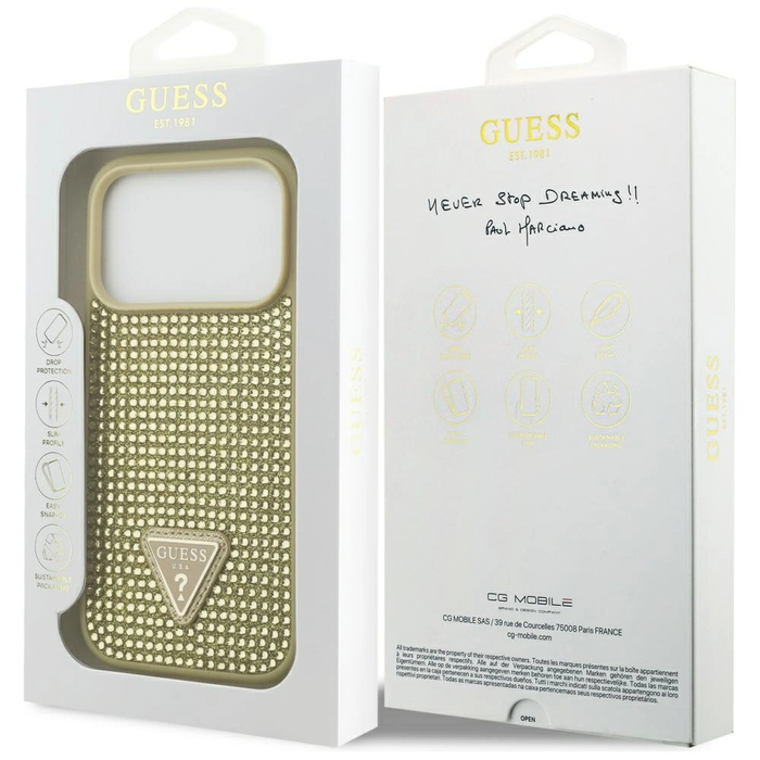 Guess Rhinestone Triangle Logo Apple iPhone 17 Pro gold