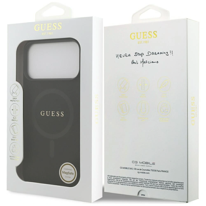 Guess Saffiano Classic Logo MagSafe Apple iPhone 17 Pro Max black