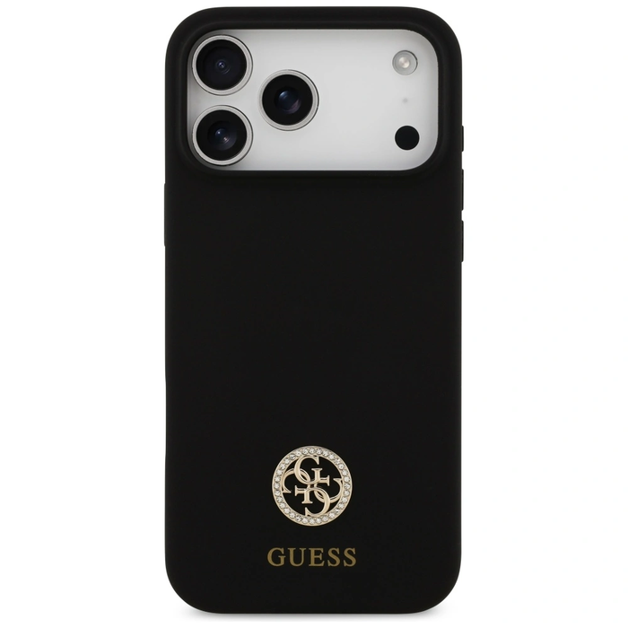 Etui Guess Silicone Logo Strass 4G MagSafe for Apple iPhone 17 Pro Max black