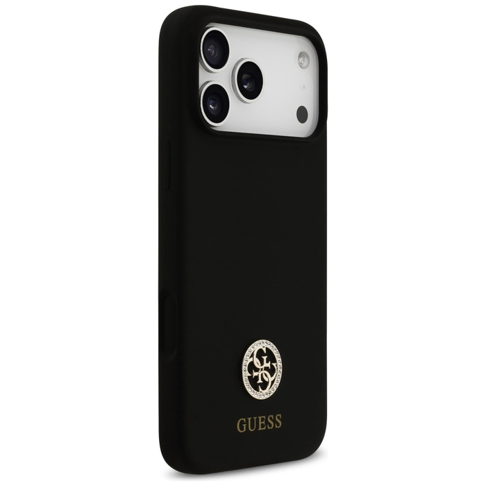 Etui Guess Silicone Logo Strass 4G MagSafe for Apple iPhone 17 Pro Max black