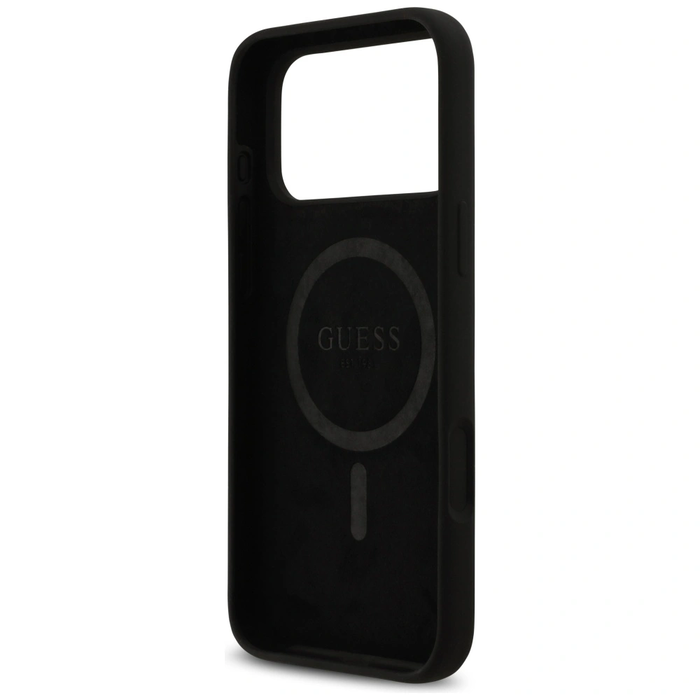 Etui Guess Silicone Logo Strass 4G MagSafe for Apple iPhone 17 Pro Max black
