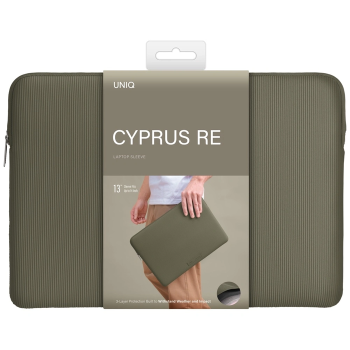 UNIQ Cyprus Ridge Edition Laptop Sleeve 14" water-resistant neoprene green