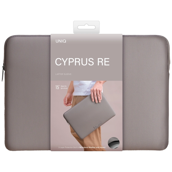 UNIQ Cyprus Ridge Edition Laptop Sleeve 16" water-resistant neoprene grey