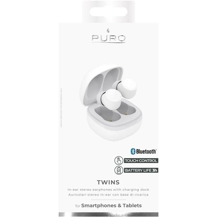 PURO TWINS TWS Bluetooth 5.0 with charging case IPX6 (white)