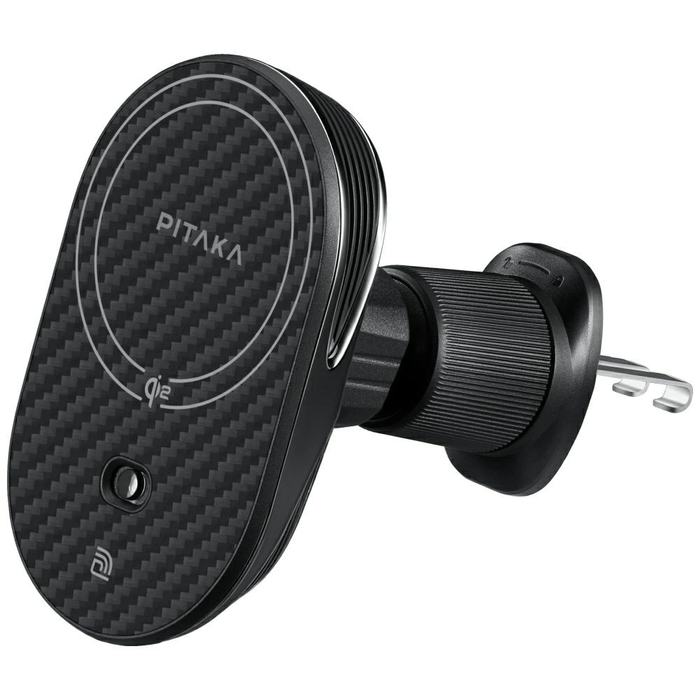 PITAKA MagEZ Pro 2 Qi2 15W NFC MagSafe car mount with wireless charger black grey