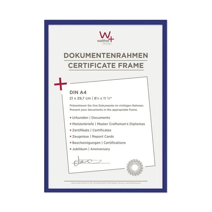 Walther Plastic Picture Frame with Blue Border KV130L