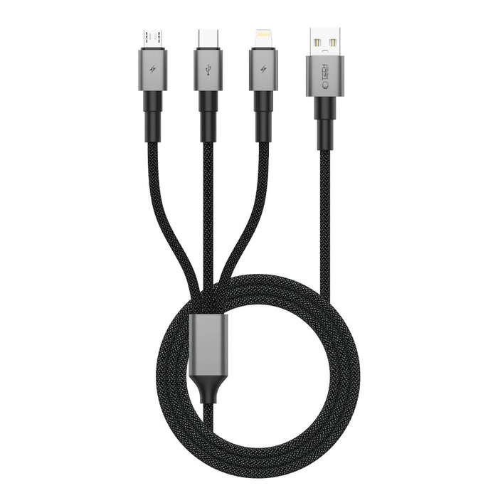 Tech-Protect Ultraboost Dna 3in1 USB-A / Lightning, USB-C, Micro USB Cable 3a 120cm Iron Grey