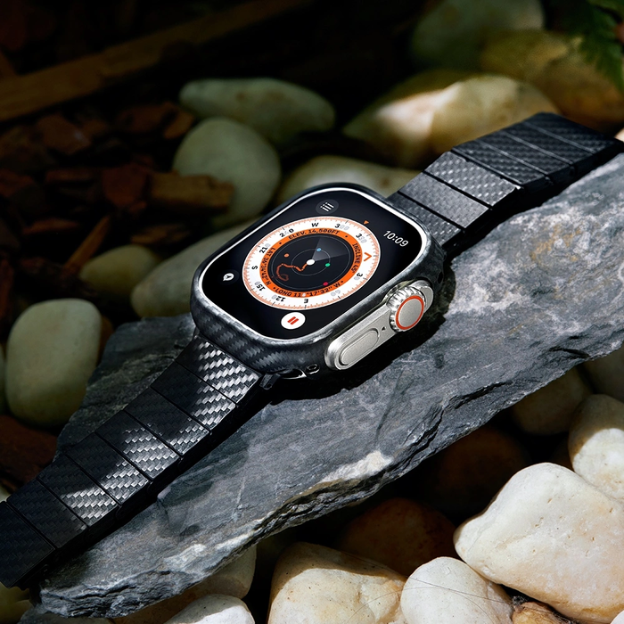 PITAKA Carbon Fiber Modern Apple Watch 1/2/3/4/5/6/7/8/9/10/11/SE/SE 3/Ultra/Ultra 2/Ultra 3 black grey