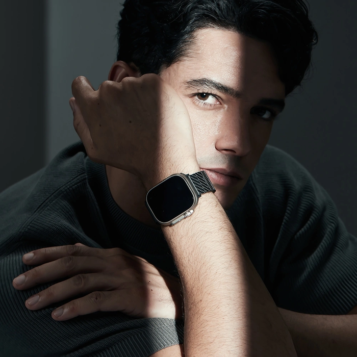 PITAKA Carbon Fiber Modern Apple Watch 1/2/3/4/5/6/7/8/9/10/11/SE/SE 3/Ultra/Ultra 2/Ultra 3 black grey
