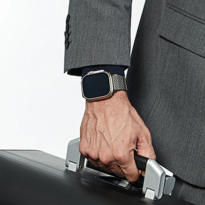 PITAKA Carbon Fiber Modern Apple Watch 1/2/3/4/5/6/7/8/9/10/11/SE/SE 3/Ultra/Ultra 2/Ultra 3 black grey