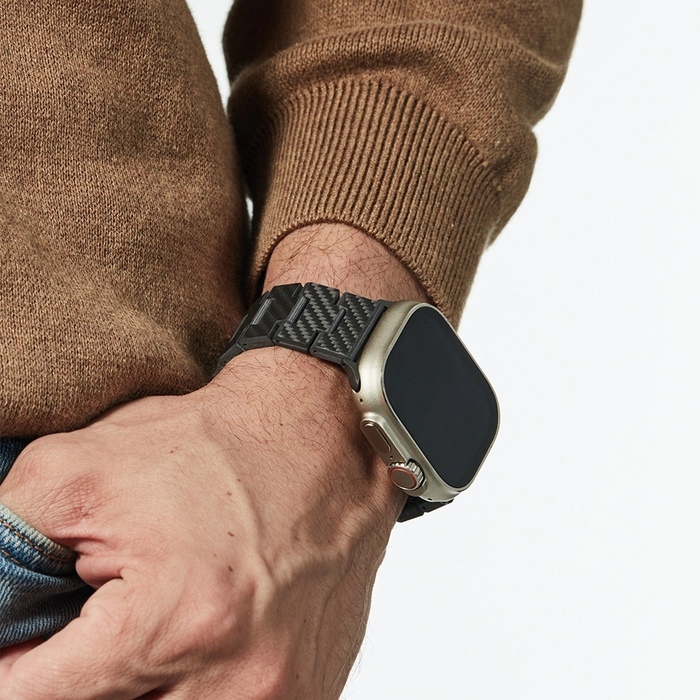 PITAKA Carbon Fiber Modern Apple Watch 1/2/3/4/5/6/7/8/9/10/11/SE/SE 3/Ultra/Ultra 2/Ultra 3 black grey