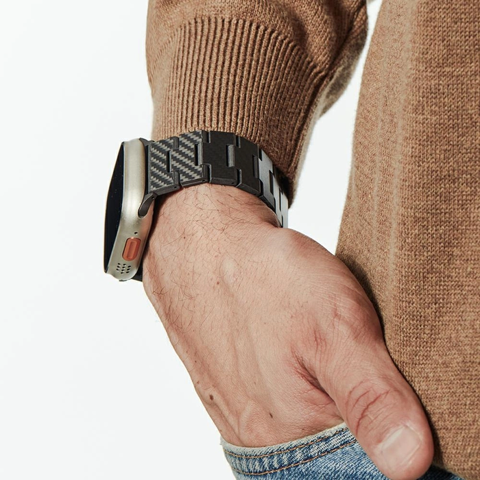 PITAKA Carbon Fiber Modern Apple Watch 1/2/3/4/5/6/7/8/9/10/11/SE/SE 3/Ultra/Ultra 2/Ultra 3 black grey