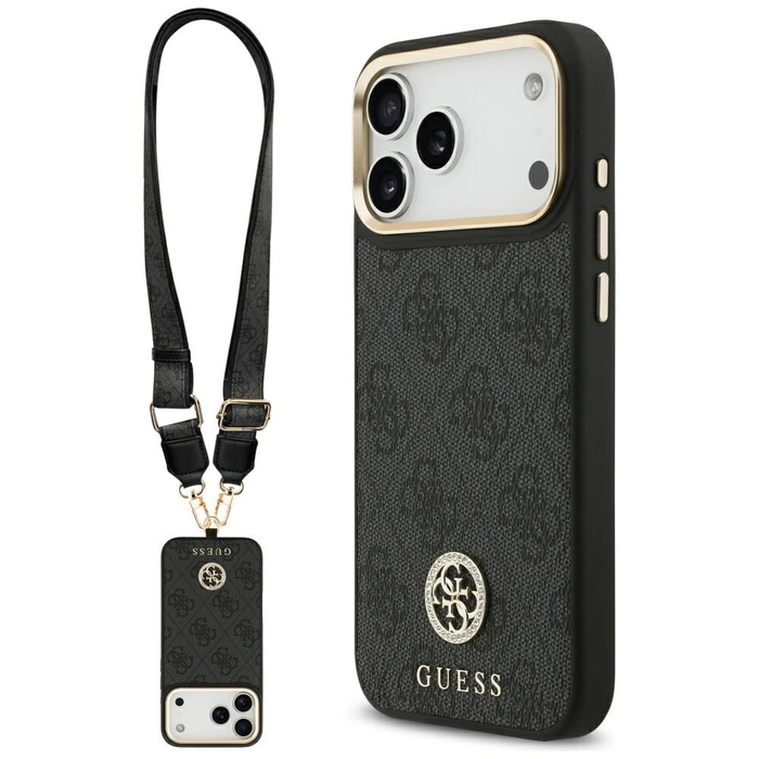 Guess 4G Srtass Logo & Big Strap Metal Buttons MagSafe Apple iPhone 17 Pro Max black