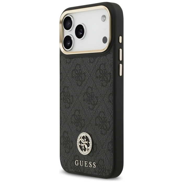 Guess 4G Srtass Logo & Big Strap Metal Buttons MagSafe Apple iPhone 17 Pro Max black