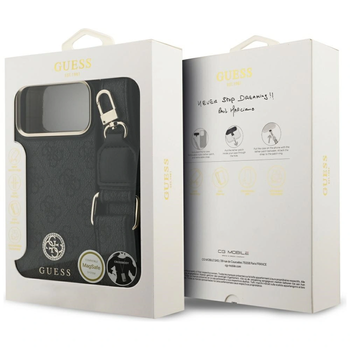 Guess 4G Srtass Logo & Big Strap Metal Buttons MagSafe Apple iPhone 17 Pro Max black