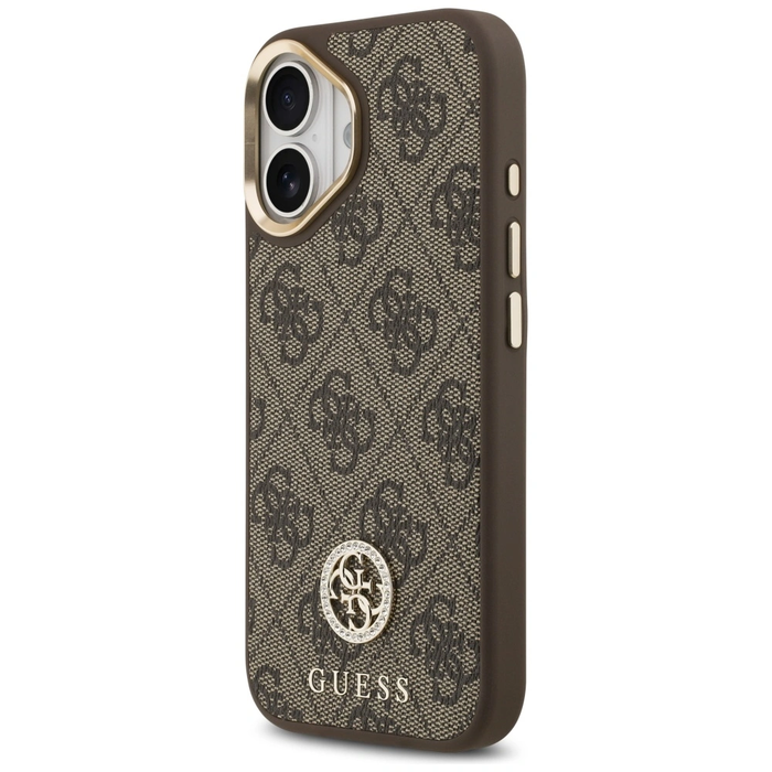 Guess 4G Strass Logo & Big Strap Metal Buttons MagSafe Apple iPhone 17 brown
