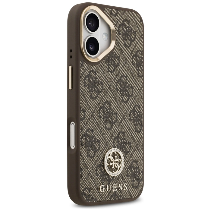 Guess 4G Strass Logo & Big Strap Metal Buttons MagSafe Apple iPhone 17 brown