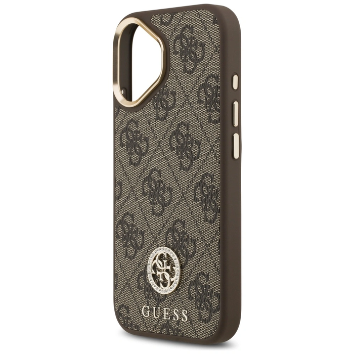 Guess 4G Strass Logo & Big Strap Metal Buttons MagSafe Apple iPhone 17 brown