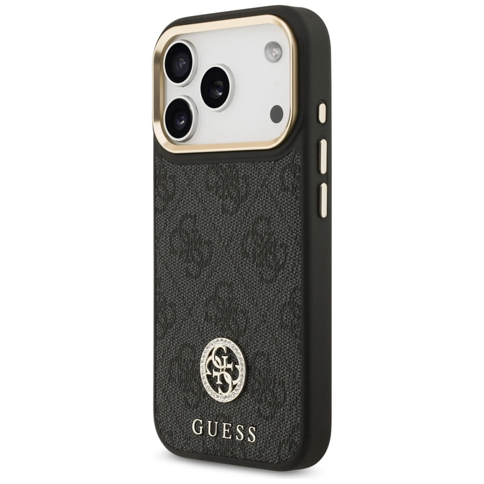 Guess 4G Strass Logo & Big Strap Metal Buttons MagSafe Apple iPhone 17 Pro black