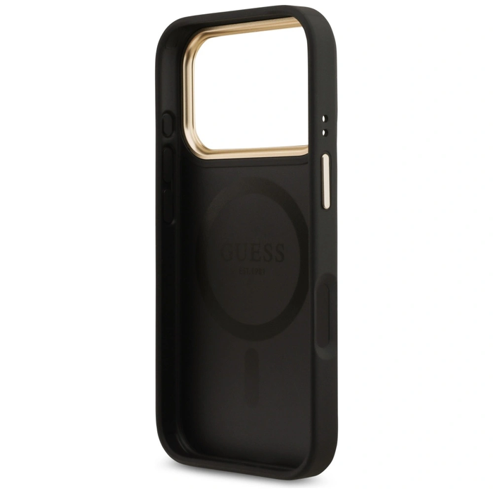 Guess 4G Strass Logo & Big Strap Metal Buttons MagSafe Apple iPhone 17 Pro black