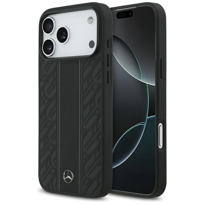 Mercedes Leather Laurel Leaves Stripes MagSafe Apple iPhone 17 Pro Max black