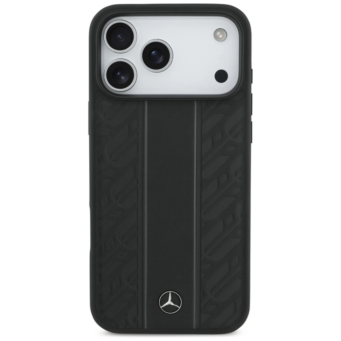Mercedes Leather Laurel Leaves Stripes MagSafe Apple iPhone 17 Pro Max black