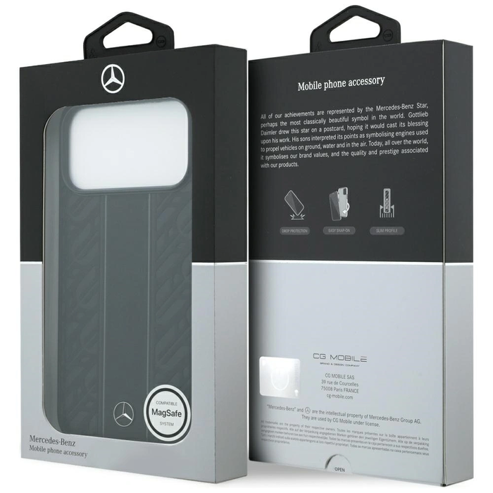 Mercedes Leather Laurel Leaves Stripes MagSafe Apple iPhone 17 Pro Max black