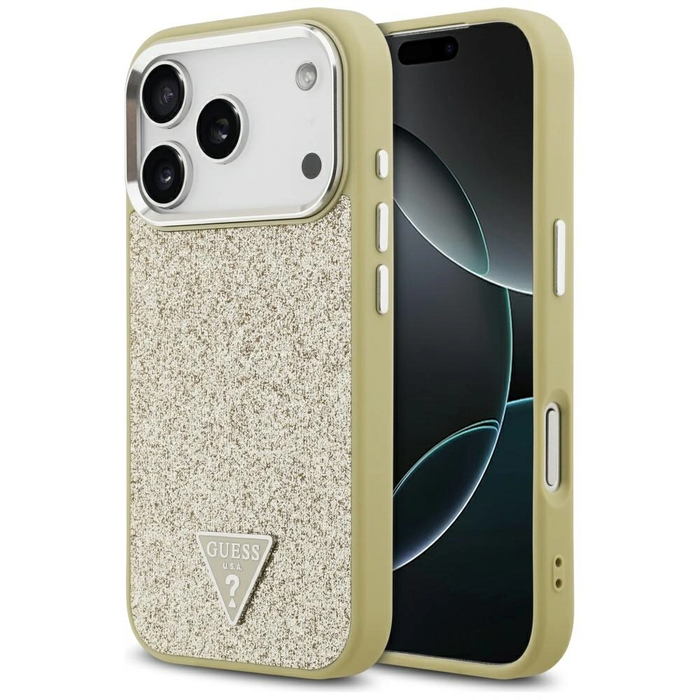 Guess Glitter Triangle Logo MagSafe Apple iPhone 17 Pro gold