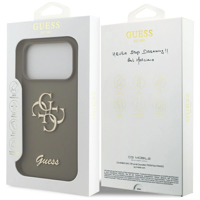 Guess Silicone Big 4G Script Apple iPhone 17 Pro brown