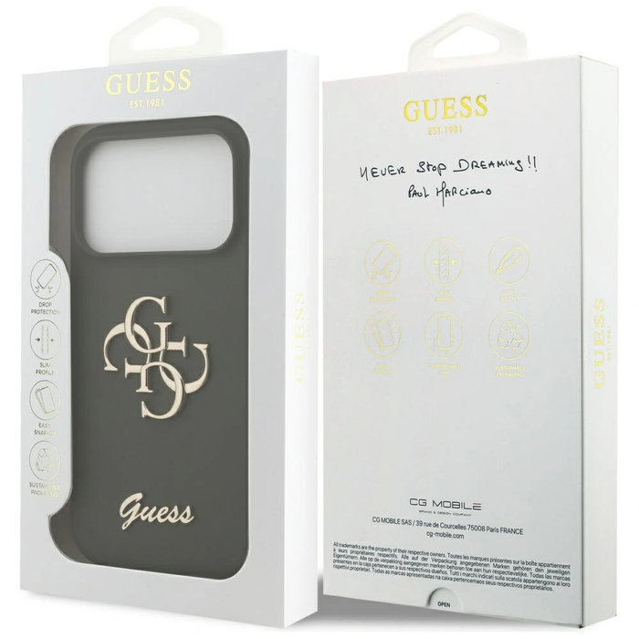 Guess Silicone Big 4G Script Apple iPhone 17 Pro Max khaki